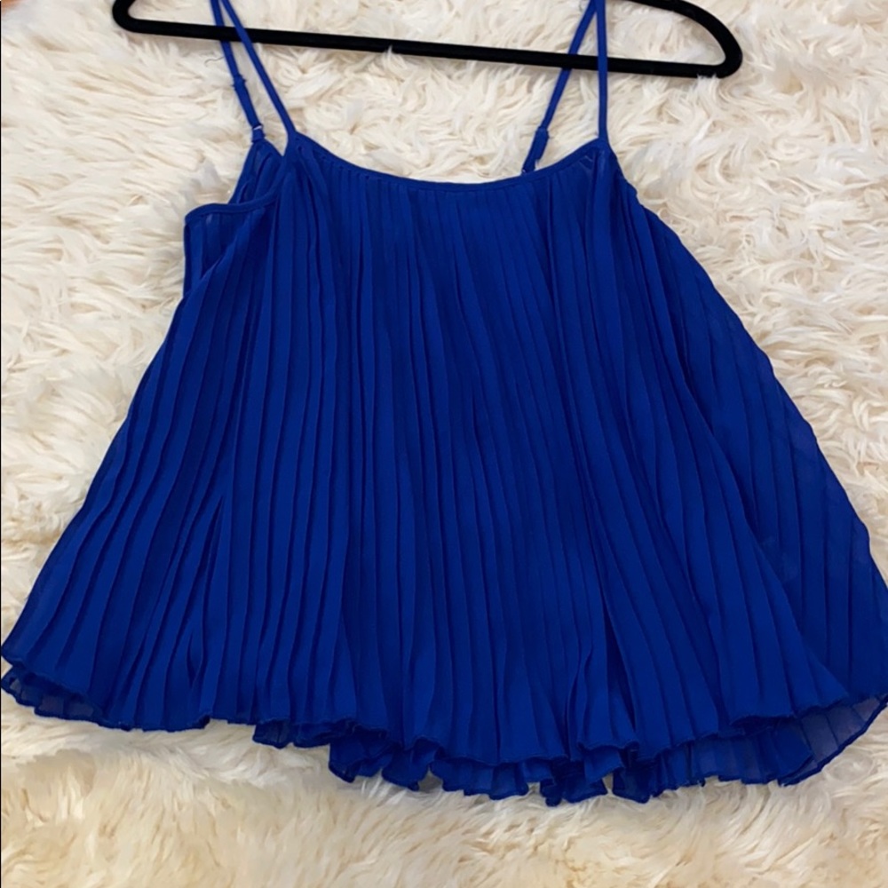 Blue pleated cami top